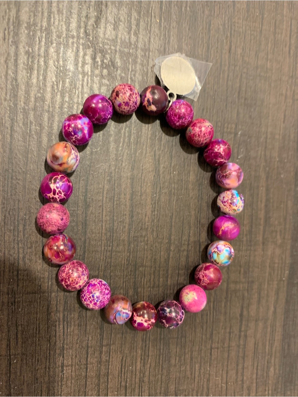 Pink Agate Beaded Stretch Bracelet